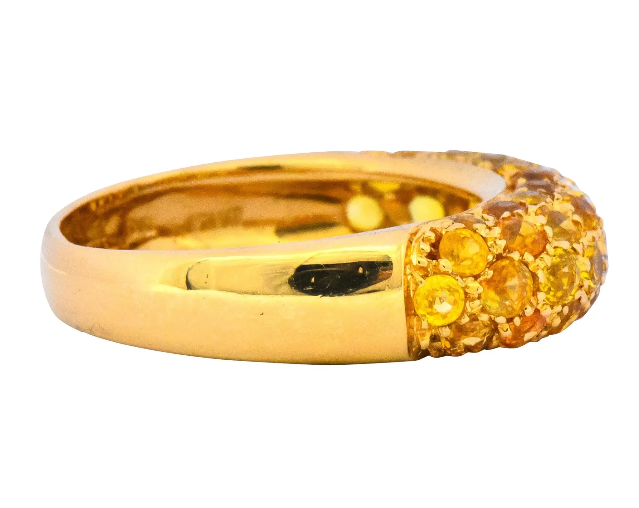 Contemporary Italian 3.85 CTW Diamond Yellow Sapphire 18 Karat Gold Ring