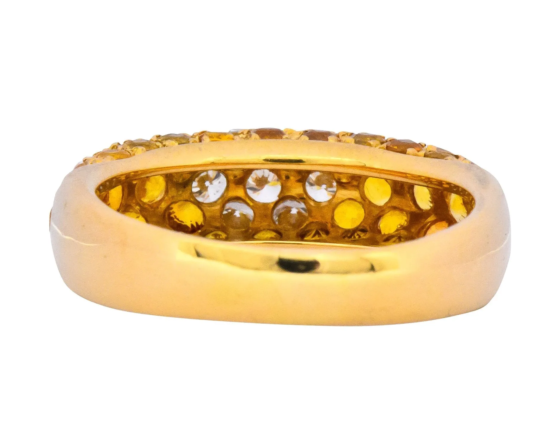 Contemporary Italian 3.85 CTW Diamond Yellow Sapphire 18 Karat Gold Ring