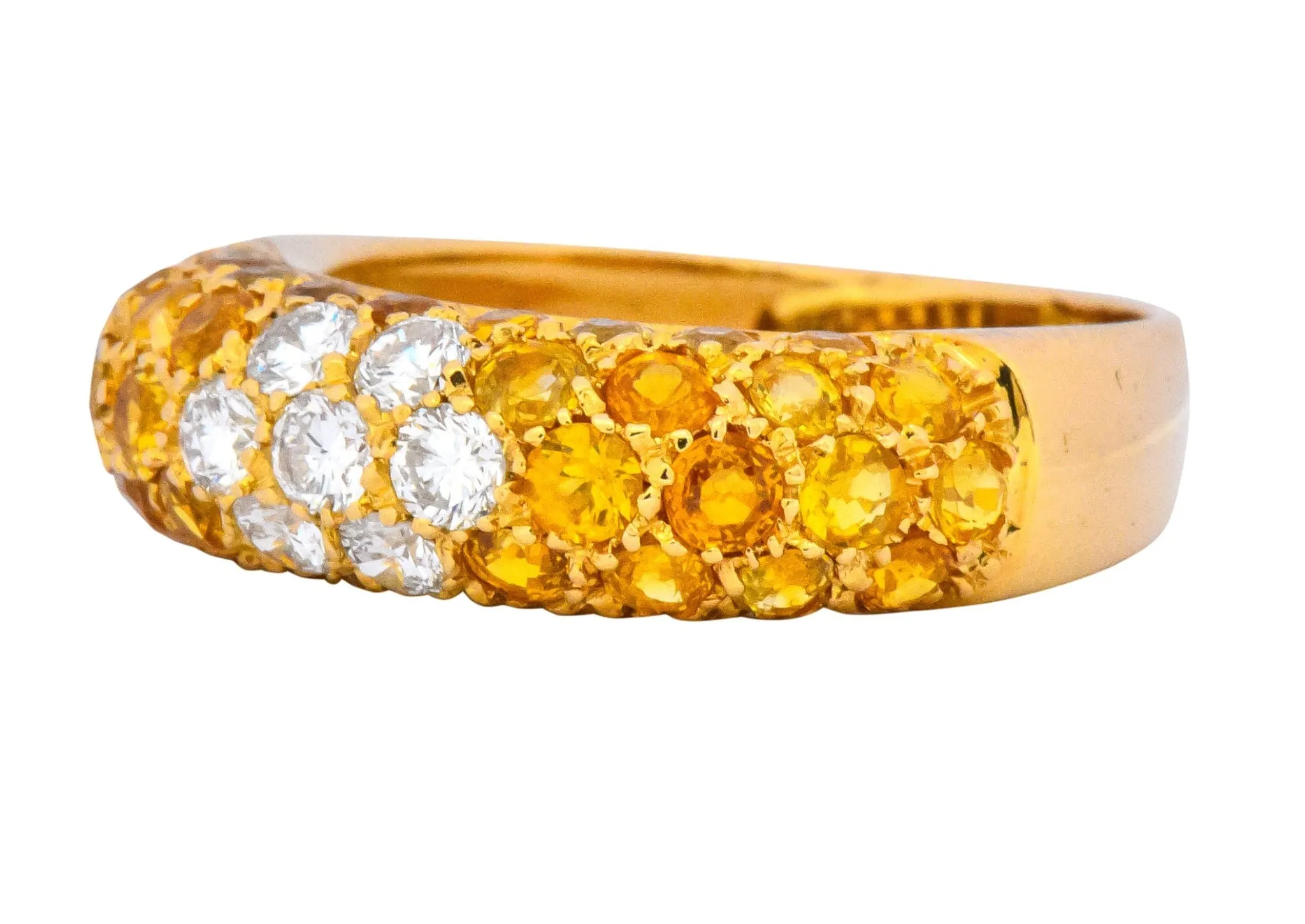 Contemporary Italian 3.85 CTW Diamond Yellow Sapphire 18 Karat Gold Ring