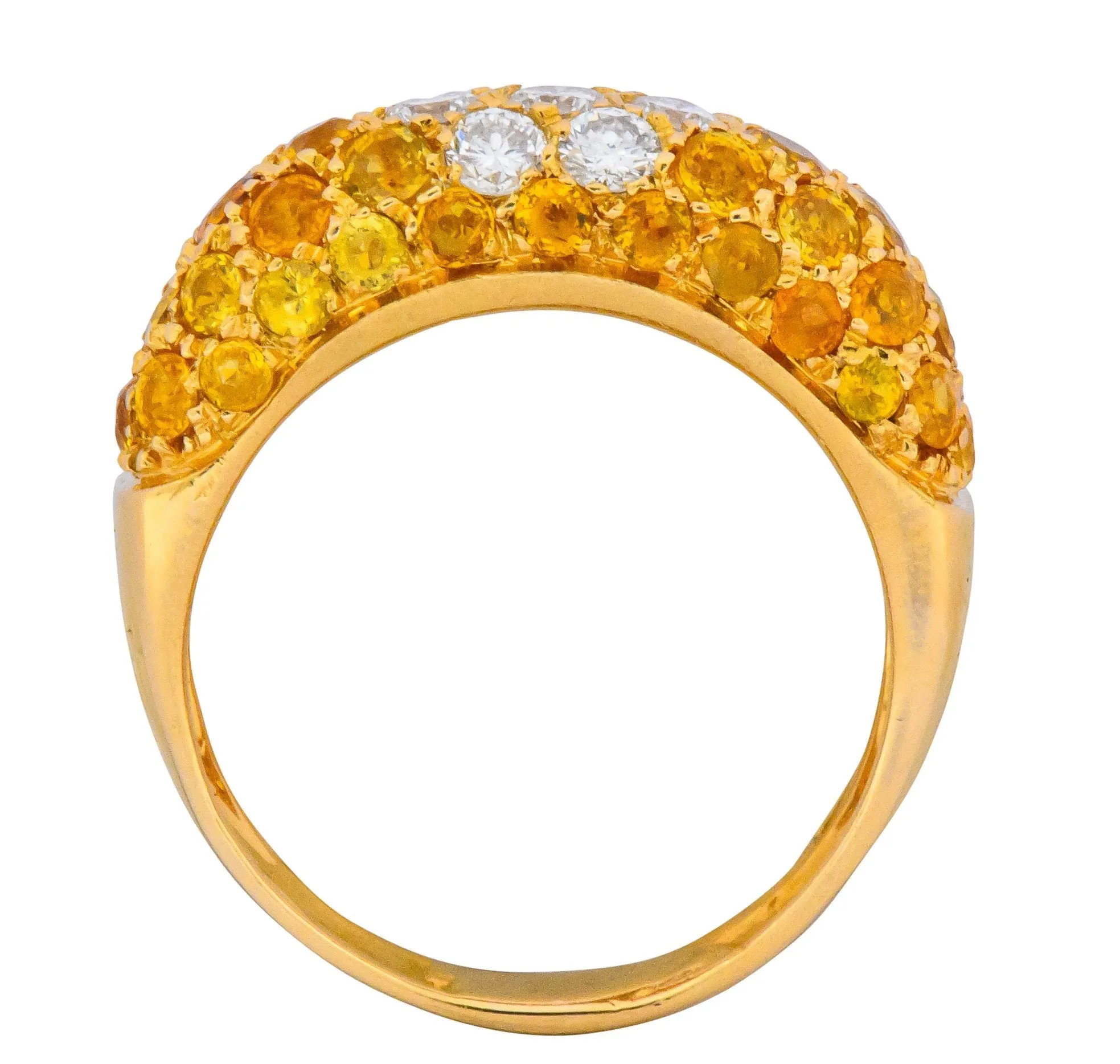 Contemporary Italian 3.85 CTW Diamond Yellow Sapphire 18 Karat Gold Ring