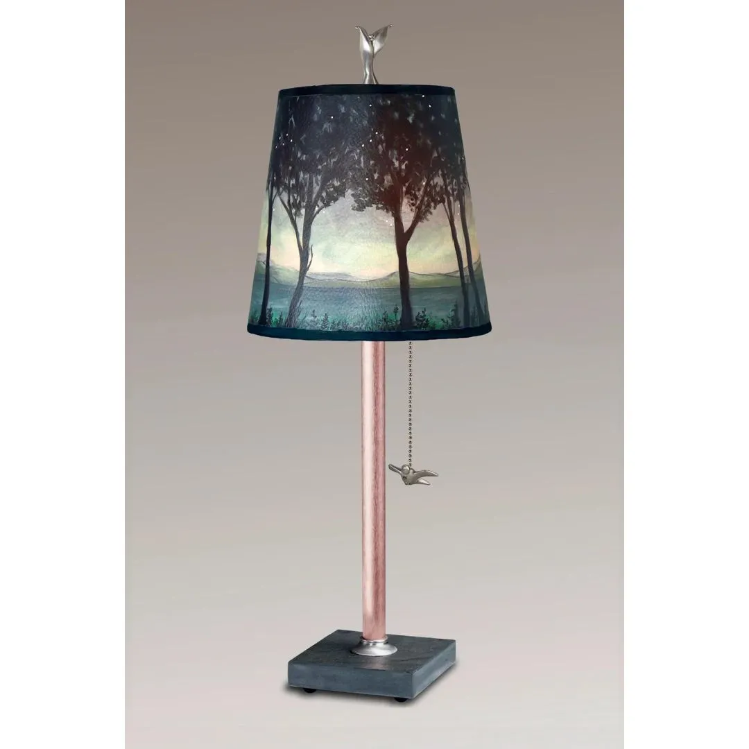 Copper Table Lamp with Small Drum in Twilight