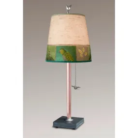 Copper Table Lamp with Small Drum in Woodland Trails in Birch