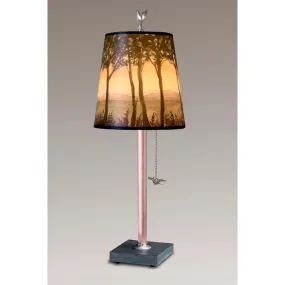 Copper Table Lamp with Small Drum Shade in Dawn