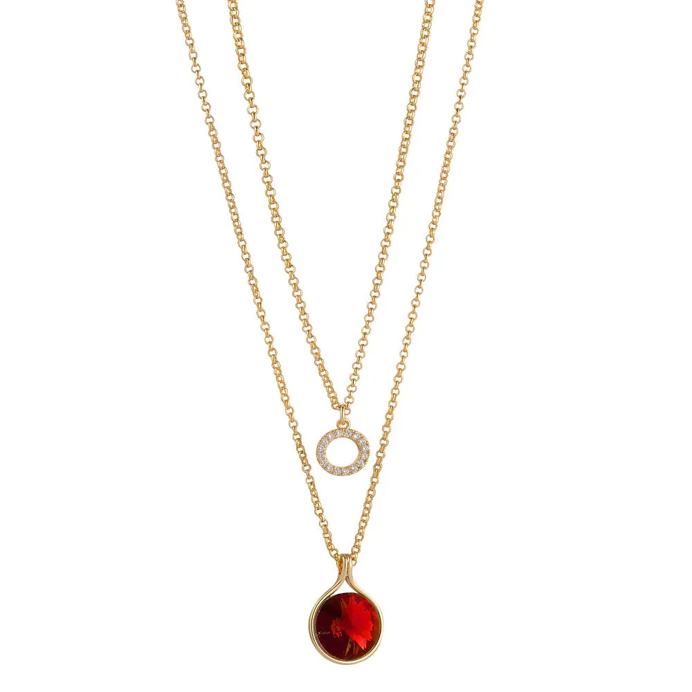 Crystal & Garnet Layered Necklace- Knight & Day Jewellery