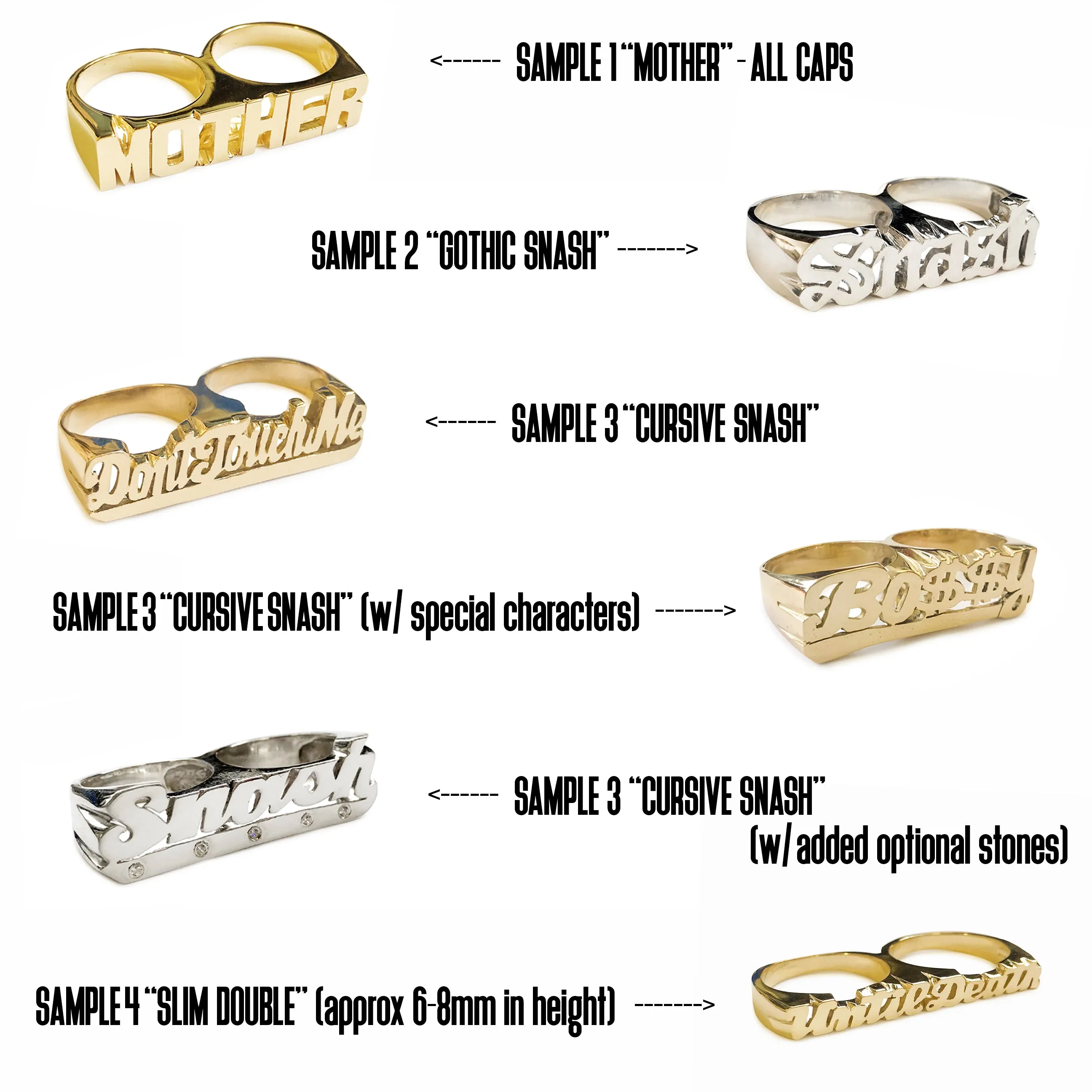 Custom Double Finger Nameplate Rings