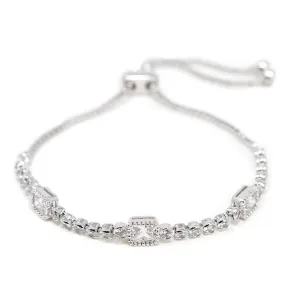 CZ Adjustable Fancy Tennis Bracelet Rhodium Plated