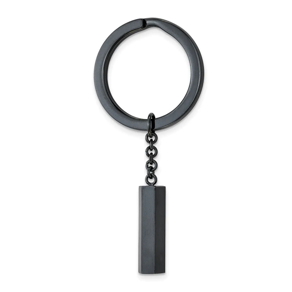 Dark Gray Plated Stainless Steel Brushed & Polished Key Chain