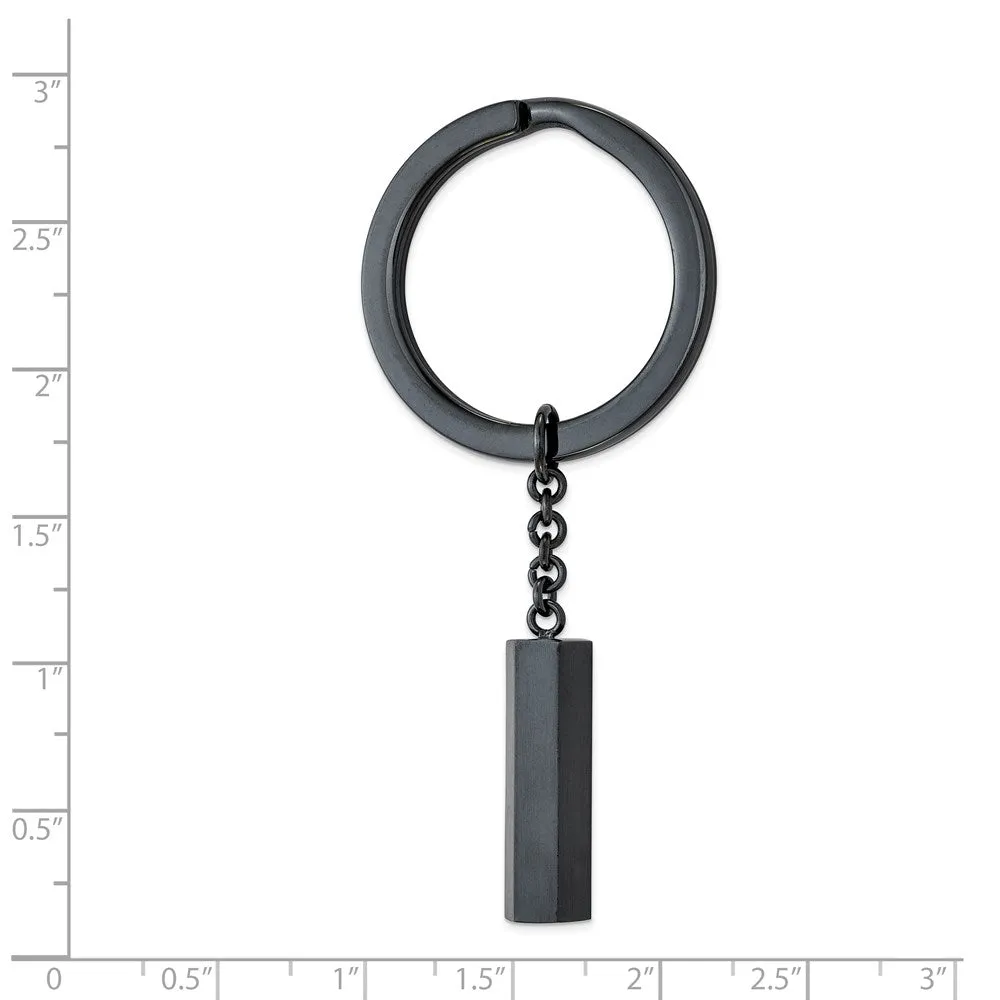 Dark Gray Plated Stainless Steel Brushed & Polished Key Chain