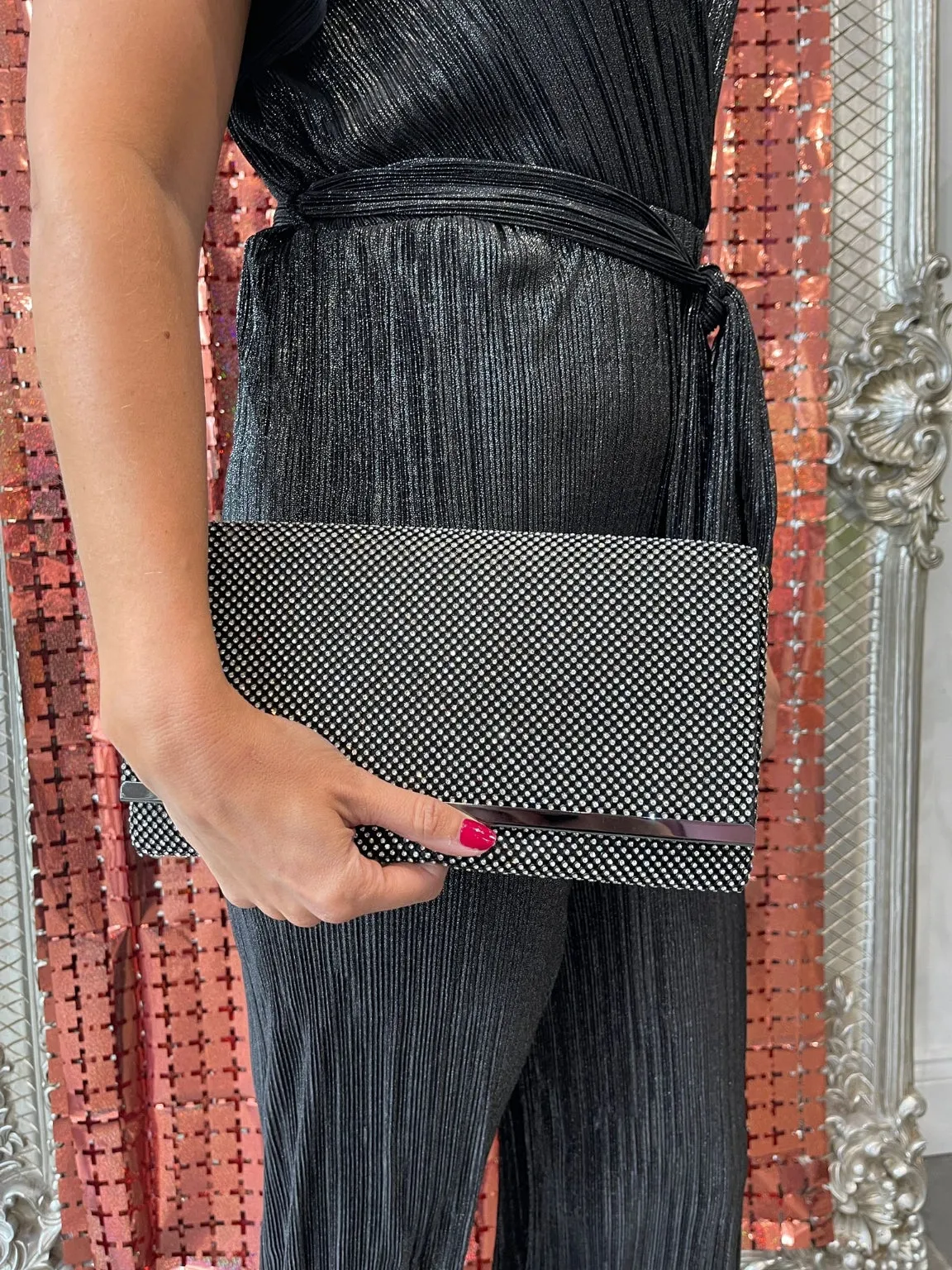 Diamante Embellished Clutch Bag