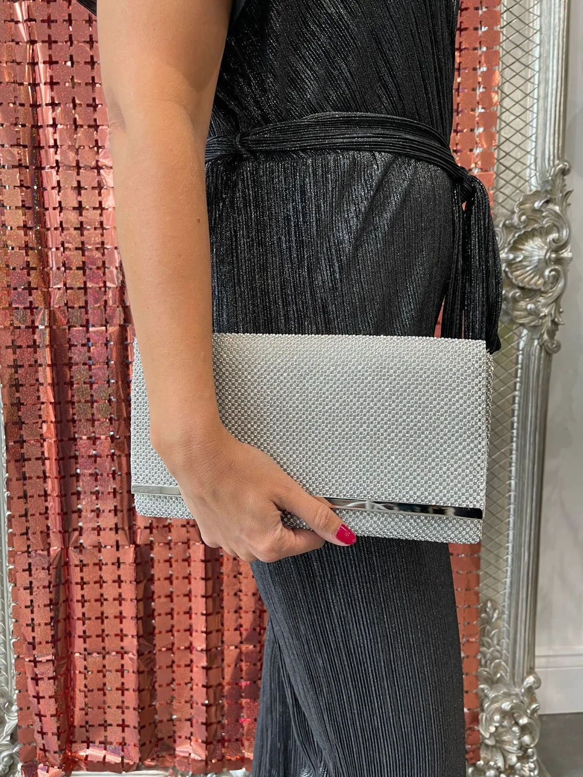 Diamante Embellished Clutch Bag