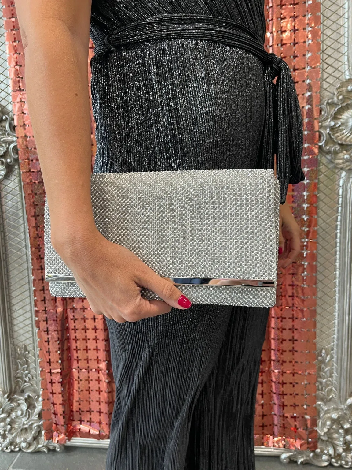 Diamante Embellished Clutch Bag