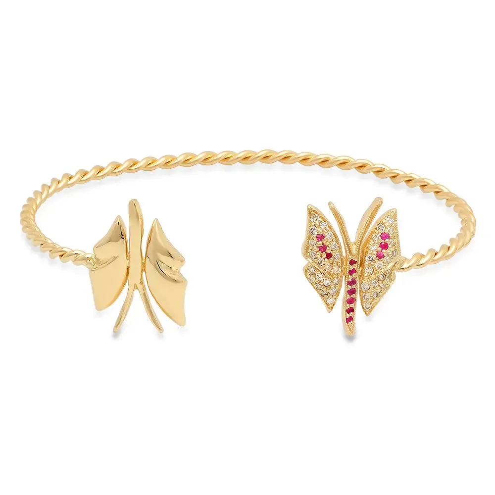 Diamond & Ruby Butterfly Cuff