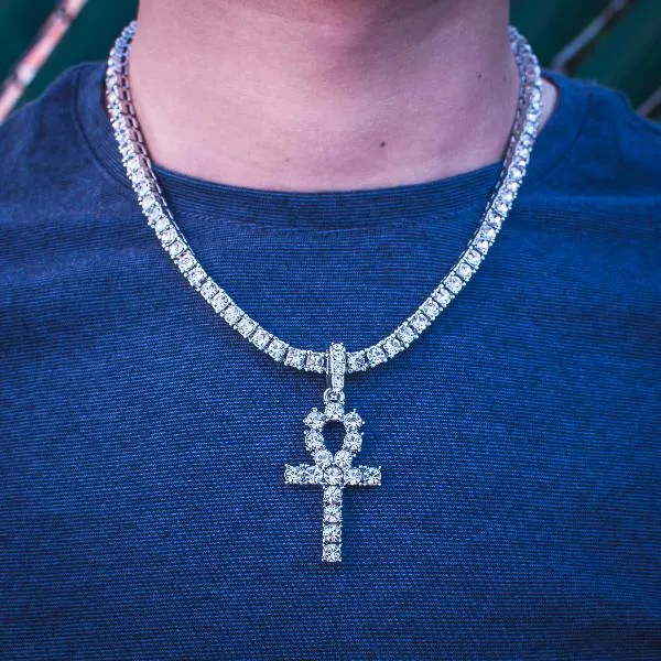 Diamond Ankh Necklace w/ Tennis Chain