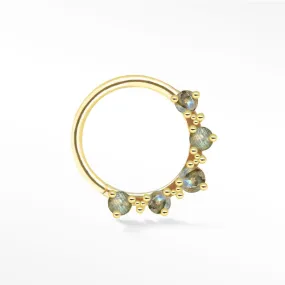 Divine Eye in Labradorite 14k Yellow Gold Seam Ring