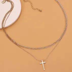 Double Layered Cross Necklace