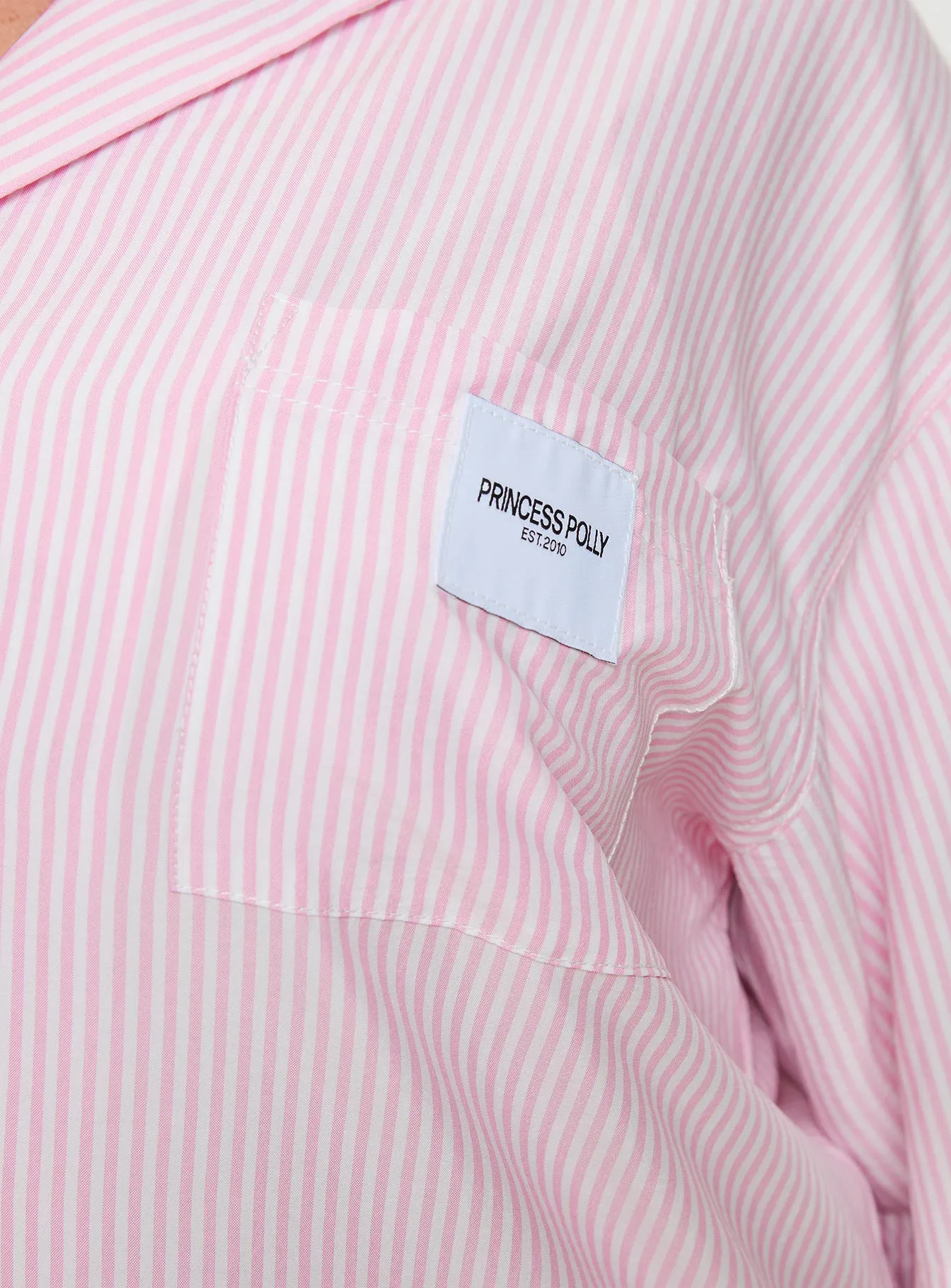 Early Riser Sleep Shirt Pink Stripe Curve