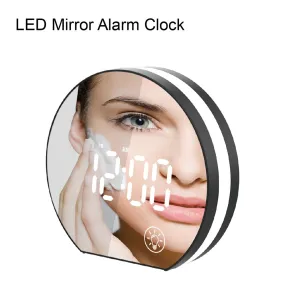 Electronic USB LED Alarm Clock with Mirror Screen and Light Digital