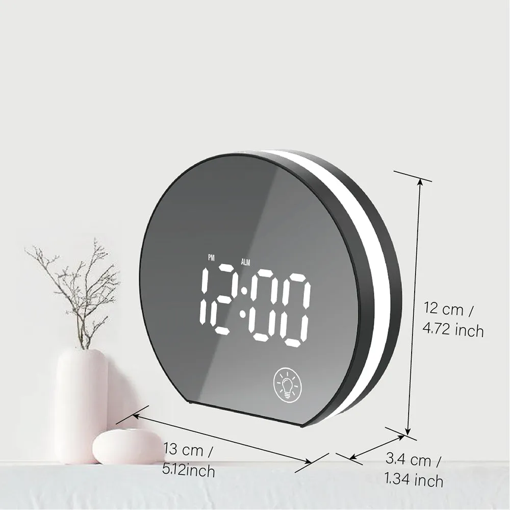 Electronic USB LED Alarm Clock with Mirror Screen and Light Digital