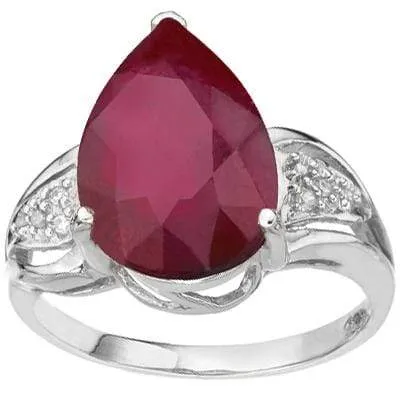 ELITE 5.61 CARAT GENUINE RUBY & GENUINE DIAMOND 10K SOLID WHITE GOLD RING