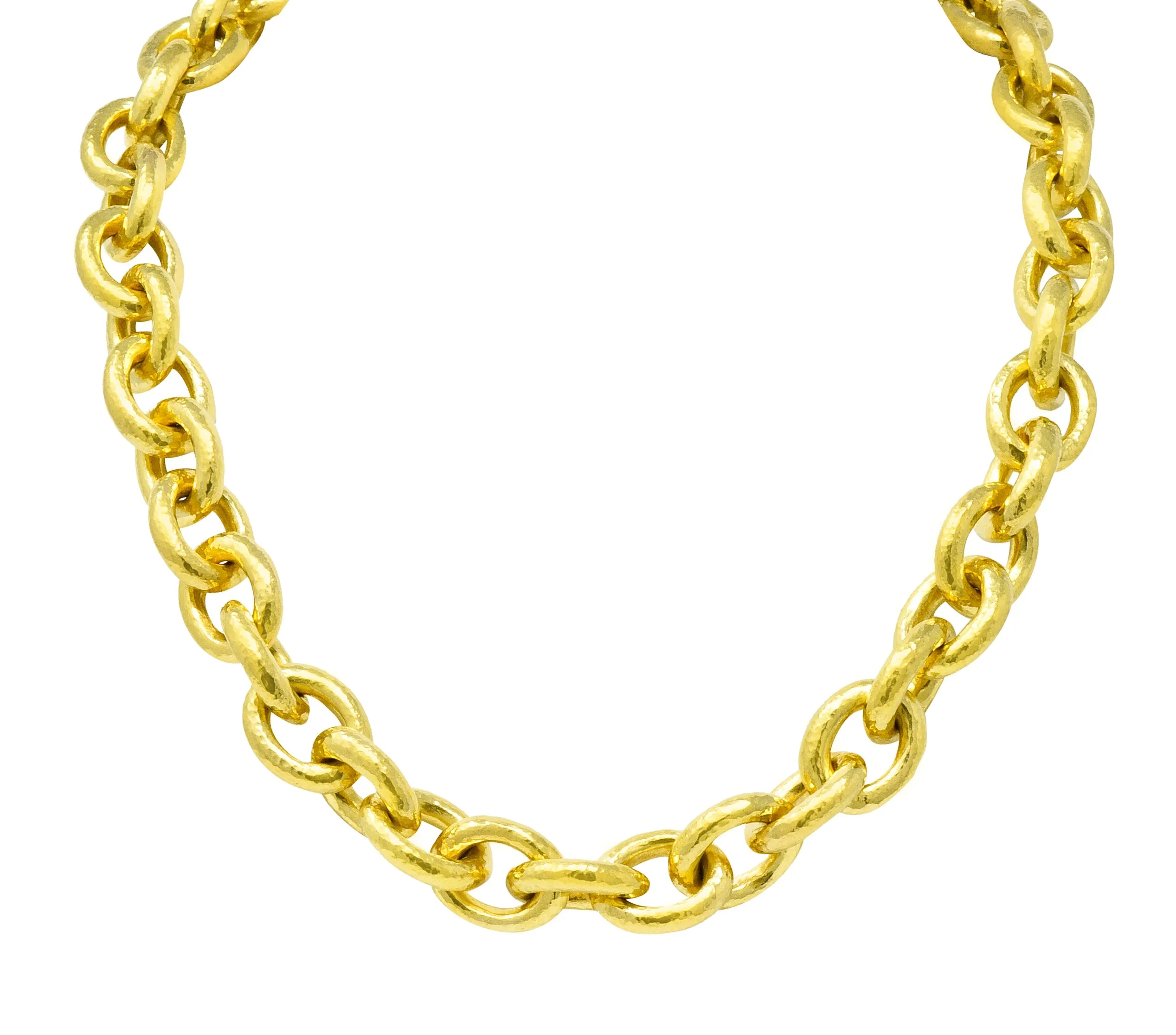 Elizabeth Locke Ruby 19 Karat Gold Substantial Curb Link Chain Collar Necklace