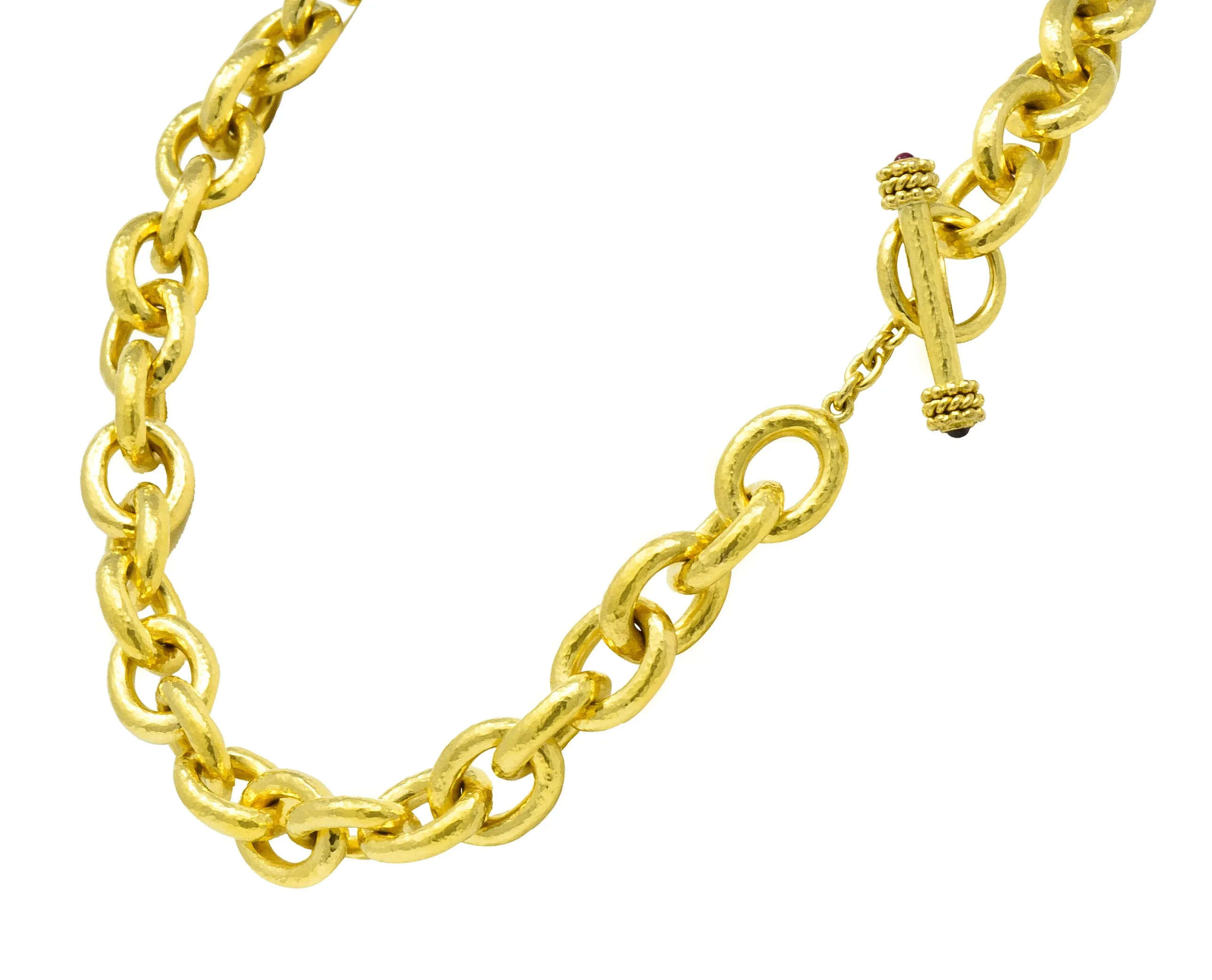 Elizabeth Locke Ruby 19 Karat Gold Substantial Curb Link Chain Collar Necklace