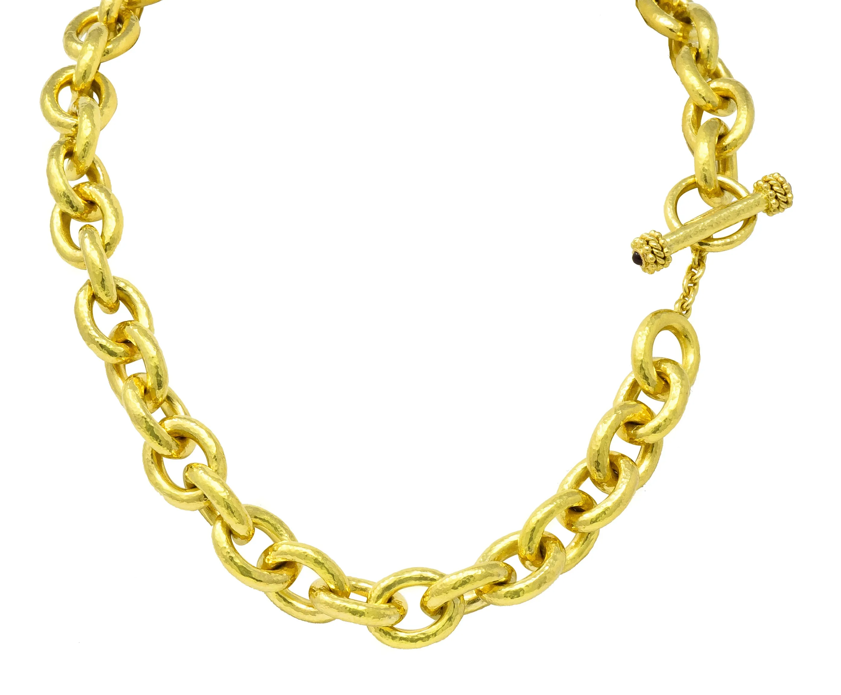 Elizabeth Locke Ruby 19 Karat Gold Substantial Curb Link Chain Collar Necklace