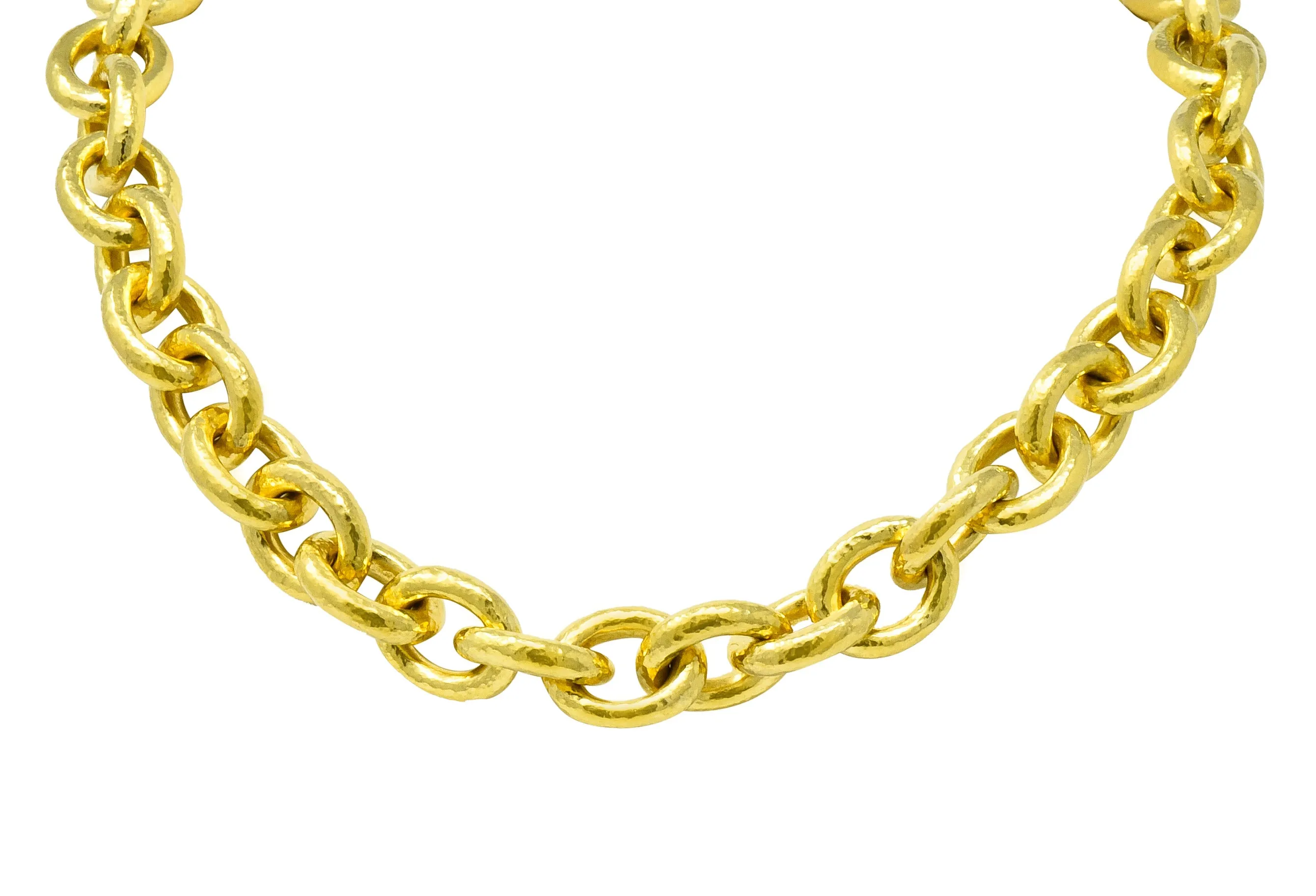 Elizabeth Locke Ruby 19 Karat Gold Substantial Curb Link Chain Collar Necklace