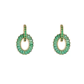 Emerald Baguette Earrings- Knight & Day Jewellery