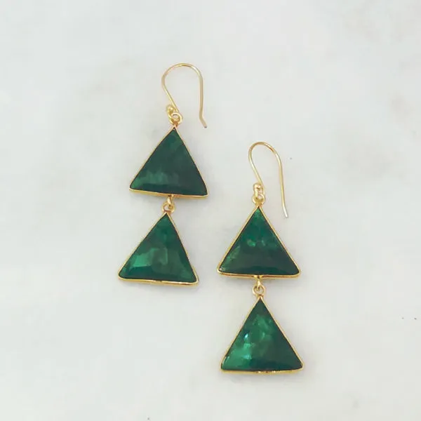 Emerald Double Drop Earrings