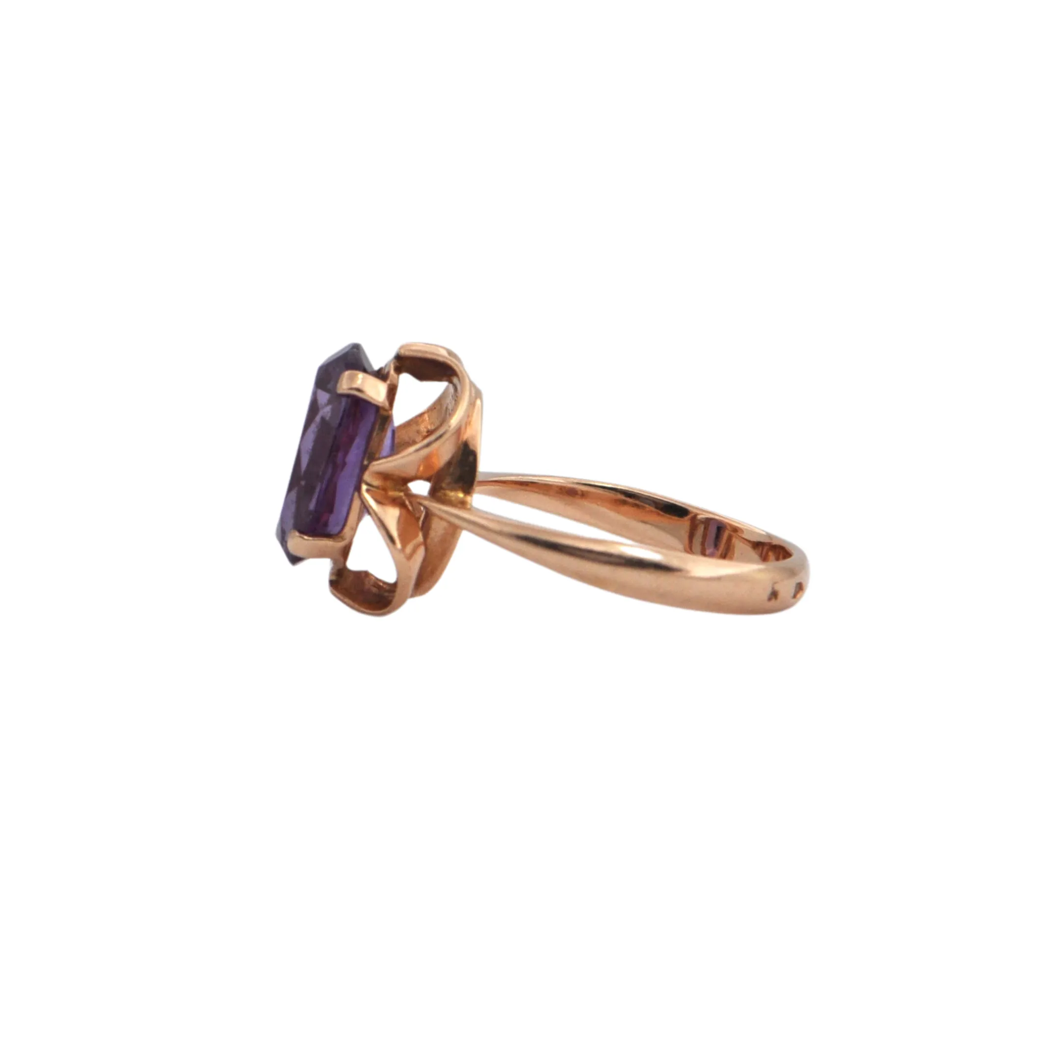 Estate Amethyst 14k Gold Ring -Russia 1950's