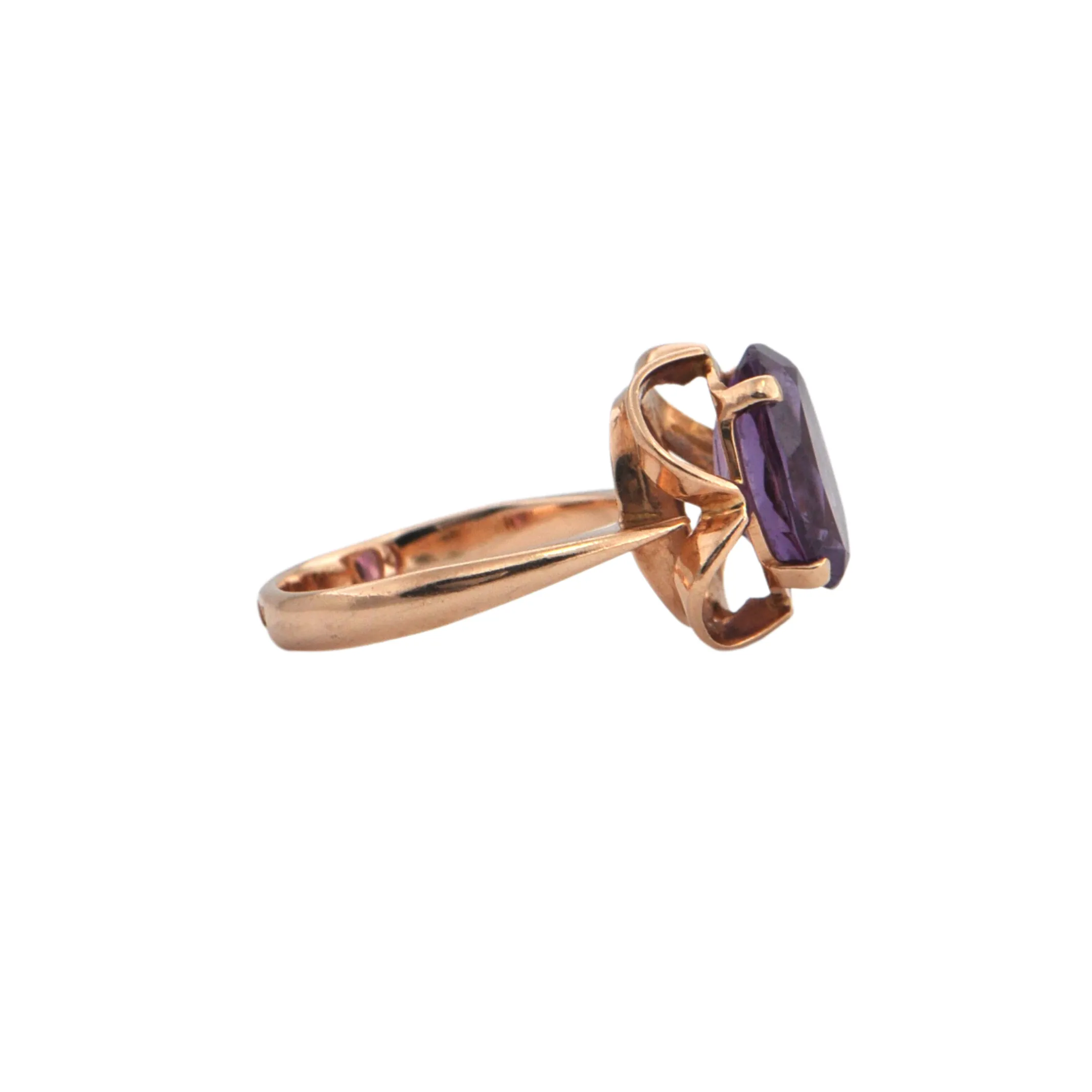 Estate Amethyst 14k Gold Ring -Russia 1950's