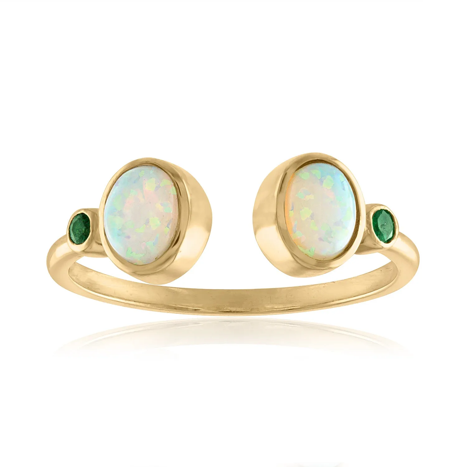 ETHIOPIAN OPAL AND EMERALD RING