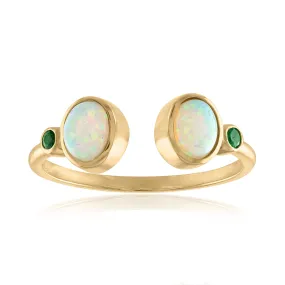 ETHIOPIAN OPAL AND EMERALD RING