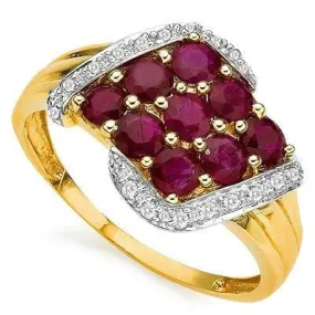 FASCINATING ! 1.29 CARAT (9 PCS) RUBY & (18 PCS) DIAMOND 10KT SOLID GOLD RING