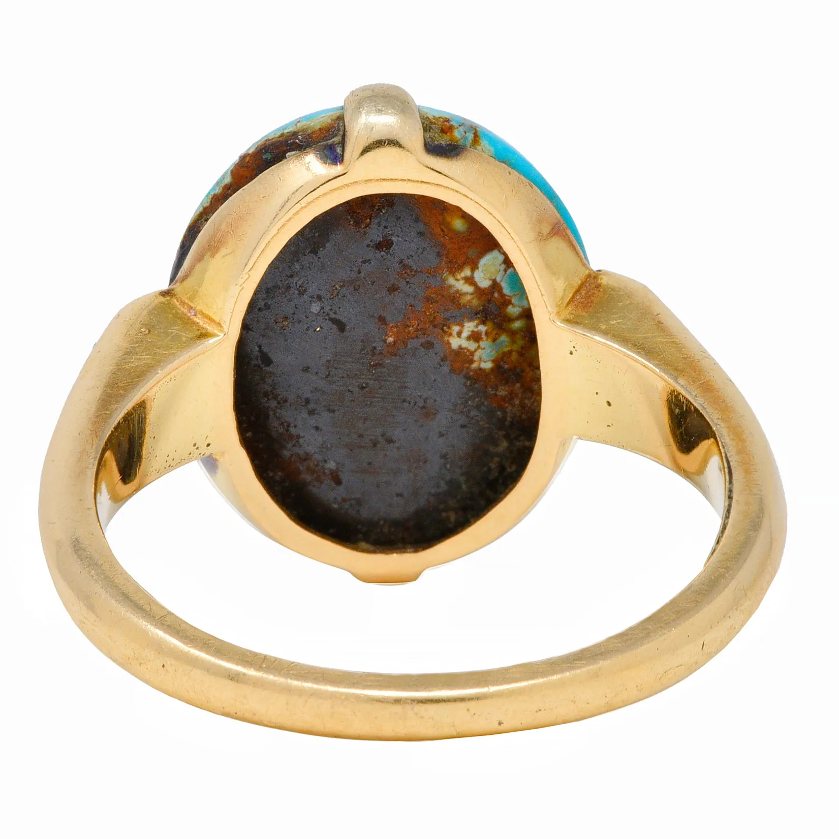 Felger Inc. Art Deco Turquoise Enamel 14 Karat Yellow Gold Antique Ring