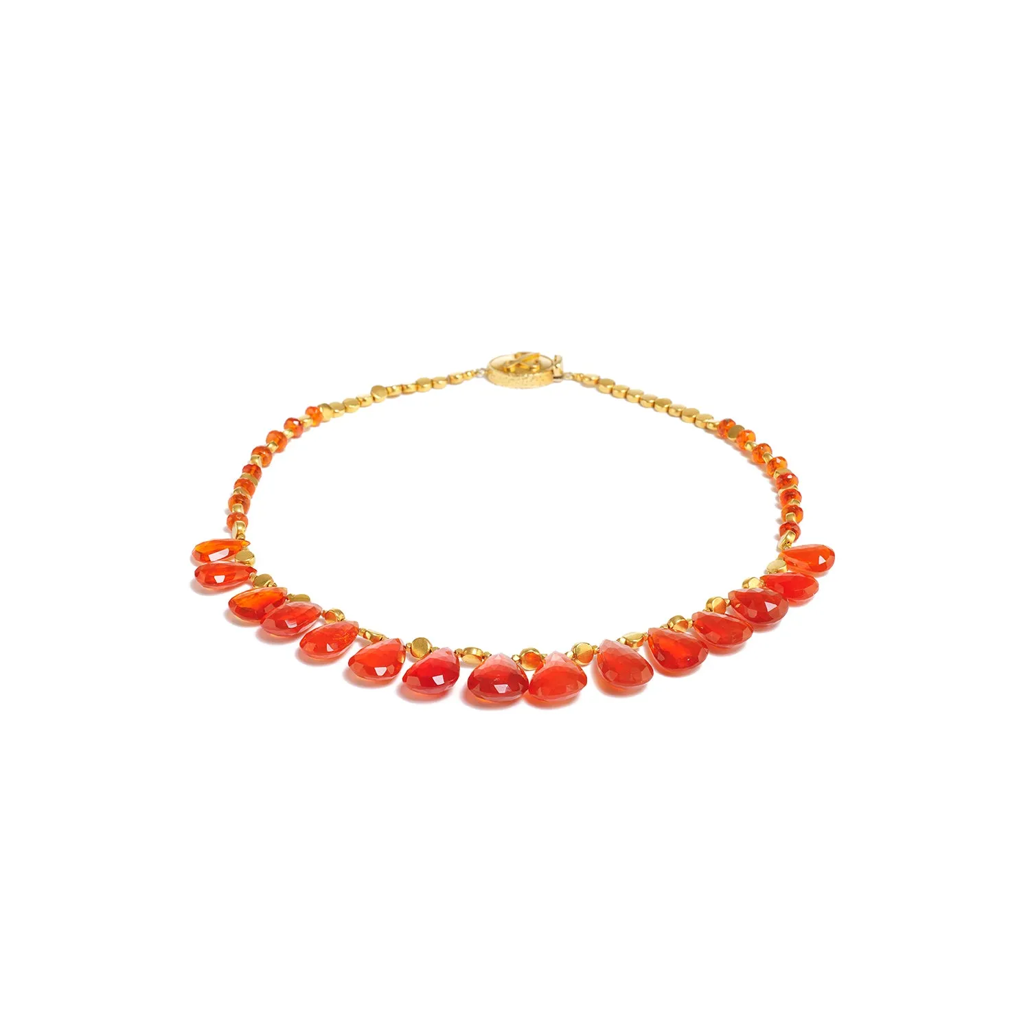 Fire Opal Briolette & Gold Necklace