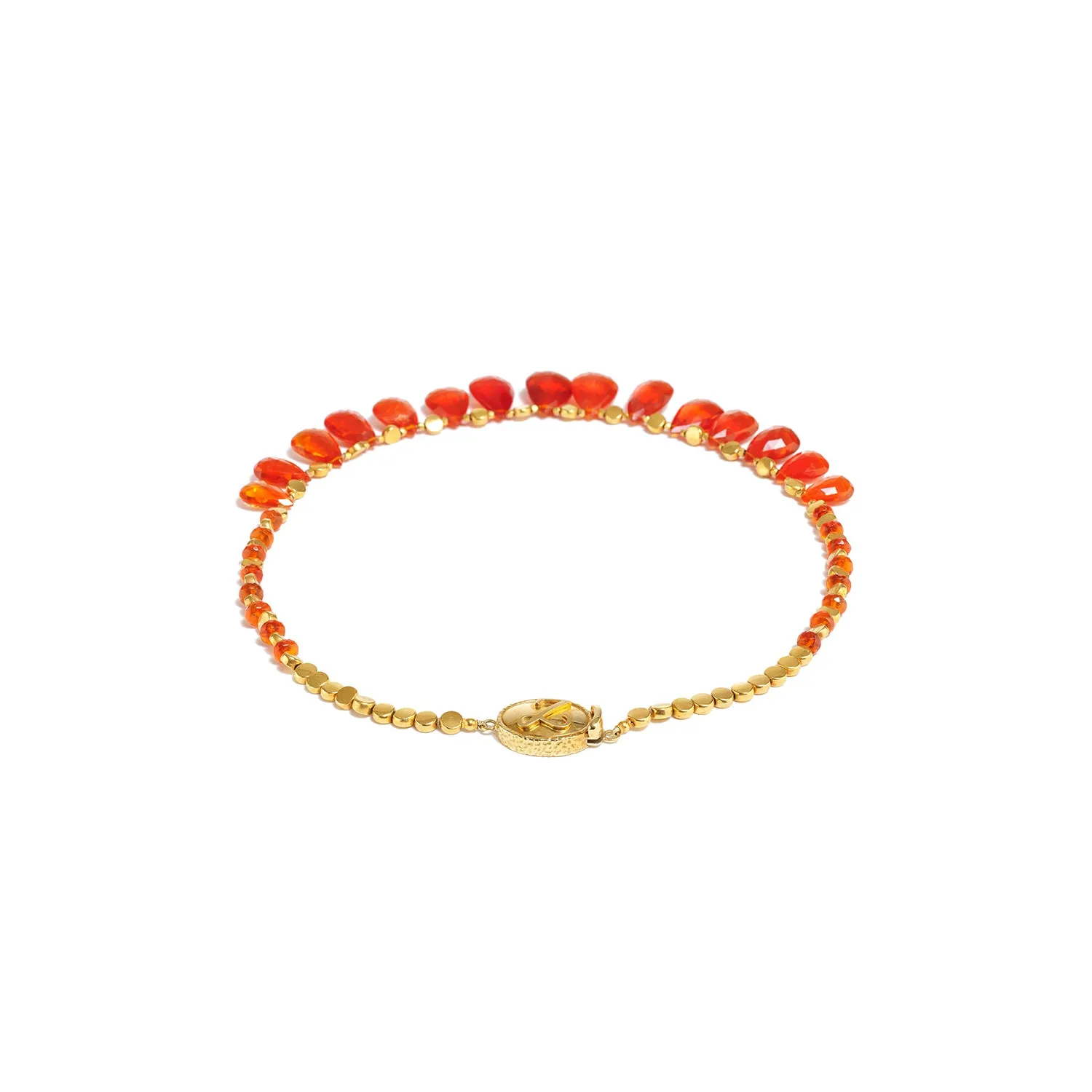 Fire Opal Briolette & Gold Necklace