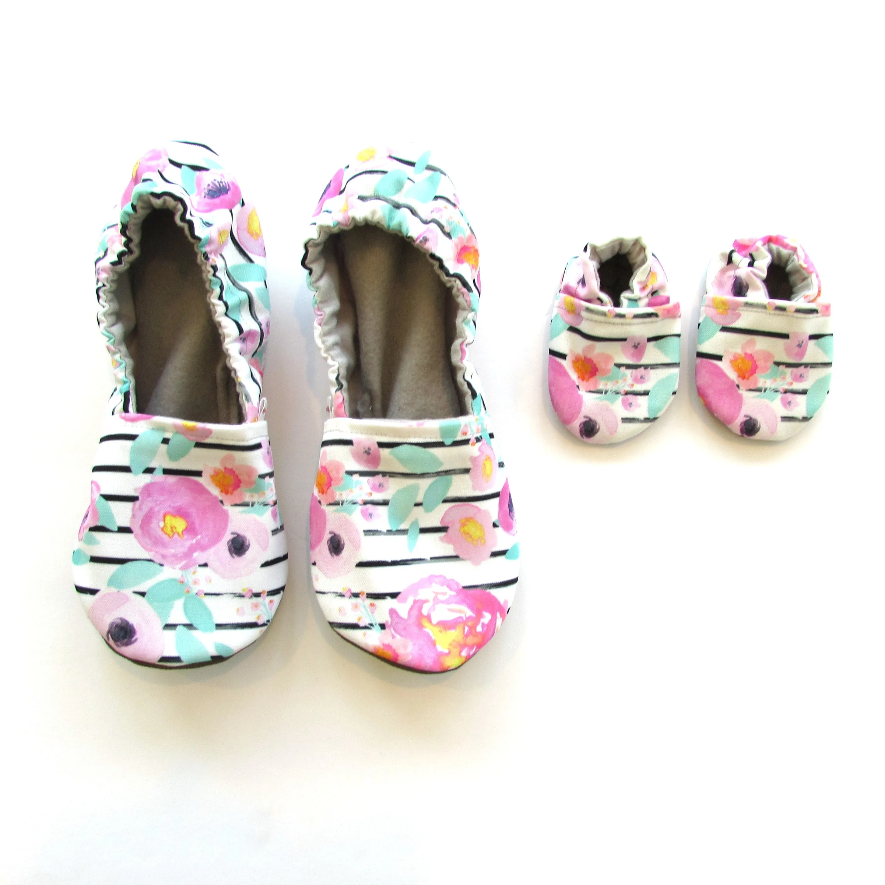 Floral Stripe Women's Slippers