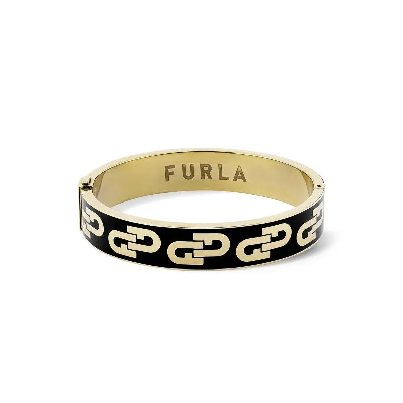 Furla Jewellery - Black Enamel/Gold Arch Bangle