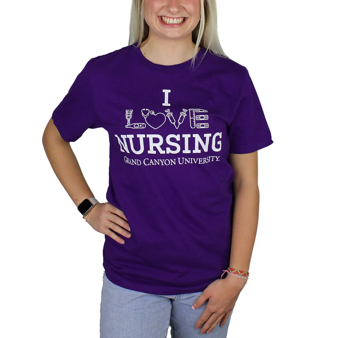 GCU Classics Purple I Love Nursing Grand Canyon University Tee