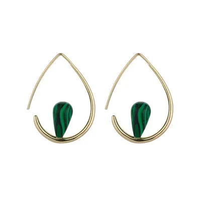 Gia Malachite Aventurine Hoops- Knight & Day Jewellery