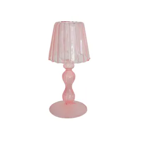 Glass Candle Dining Table Lamp Pink