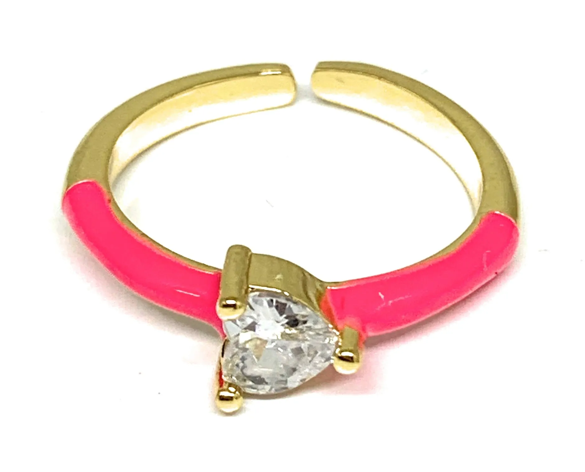 Gold Plated Adjustable Colorful CZ Ring Anillo (WHITE, YELLOW, ORANGE, TURQUOISE, PINK, LIGHT GREEN)