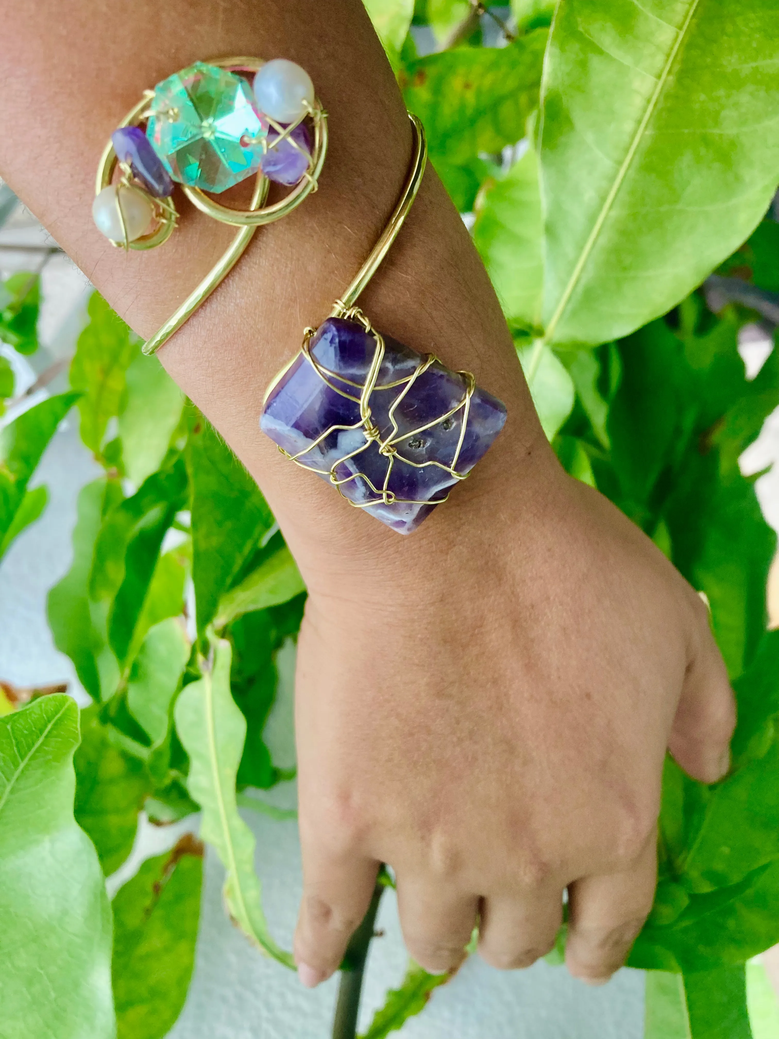 Golden Amethyst Dream Cuff