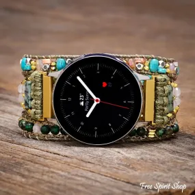 Google Pixel Watch Strap With Natural African Turquoise & Green Beads