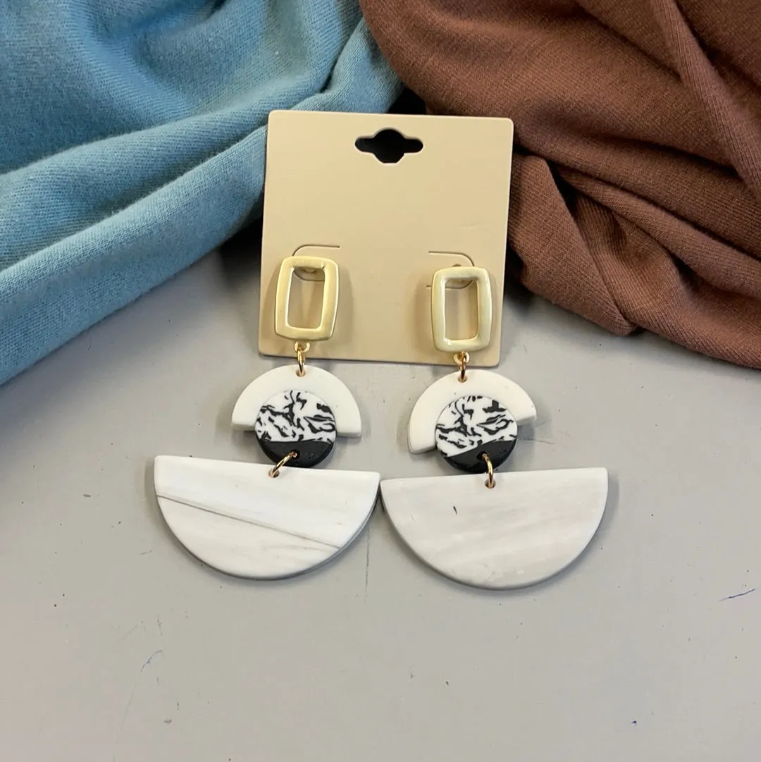 Gray Half Moon Earrings