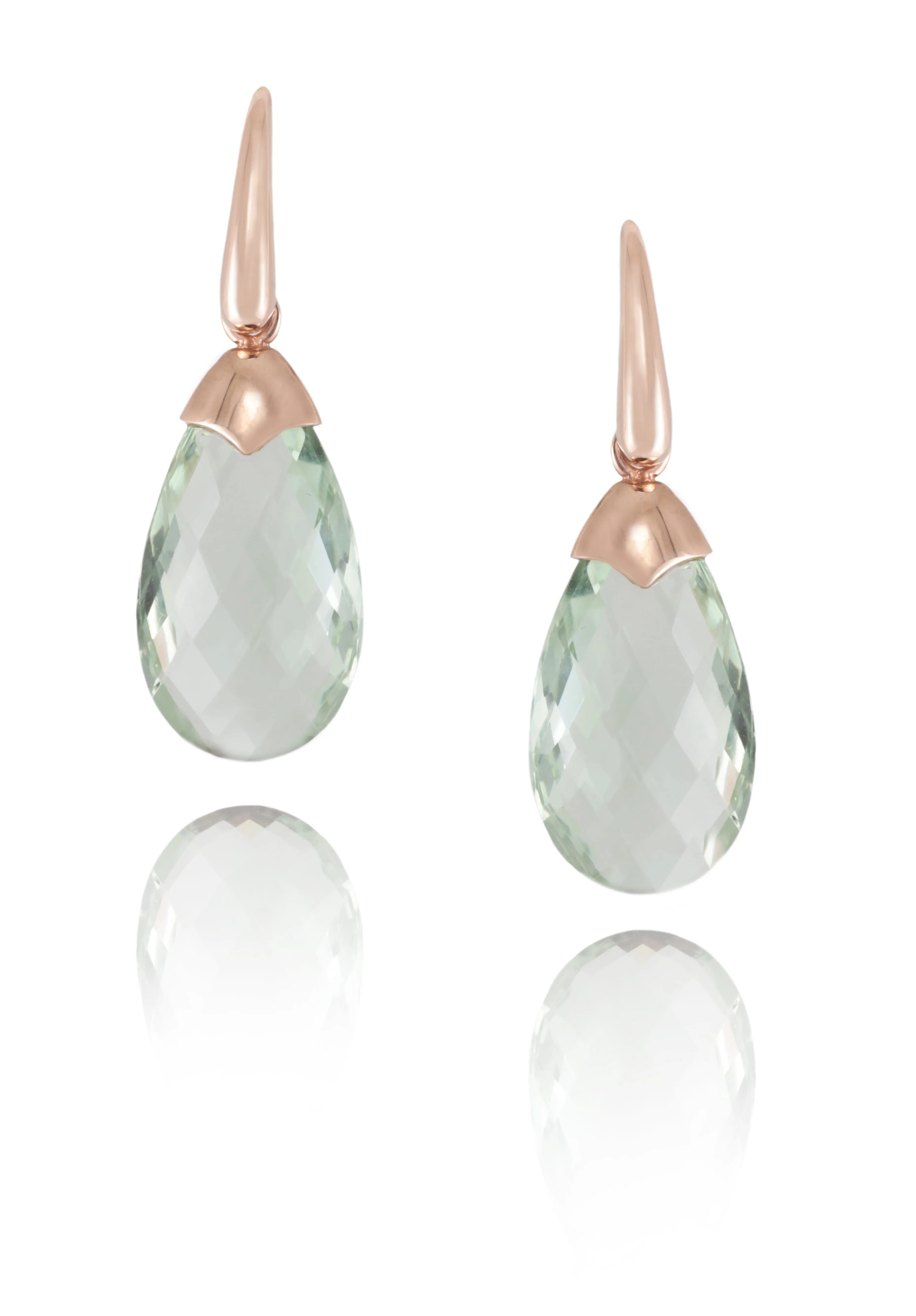 Green Amethyst Earrings in 14K Rose Gold