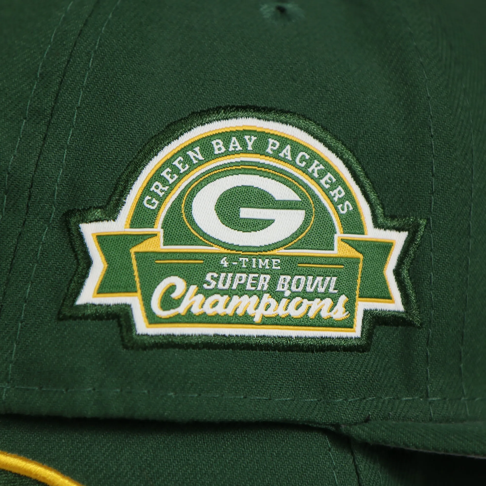 Green Bay Packers Four Time Super Bowl Champions Side Patch 59Fifty Fitted Cap | Green Fitted Cap