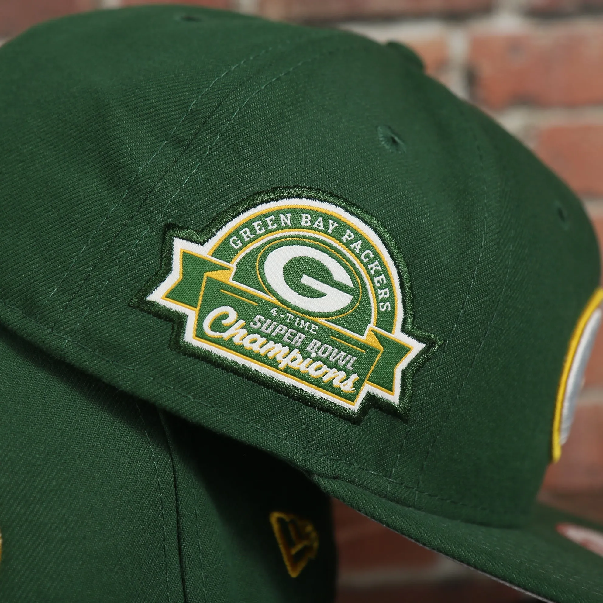 Green Bay Packers Four Time Super Bowl Champions Side Patch 59Fifty Fitted Cap | Green Fitted Cap