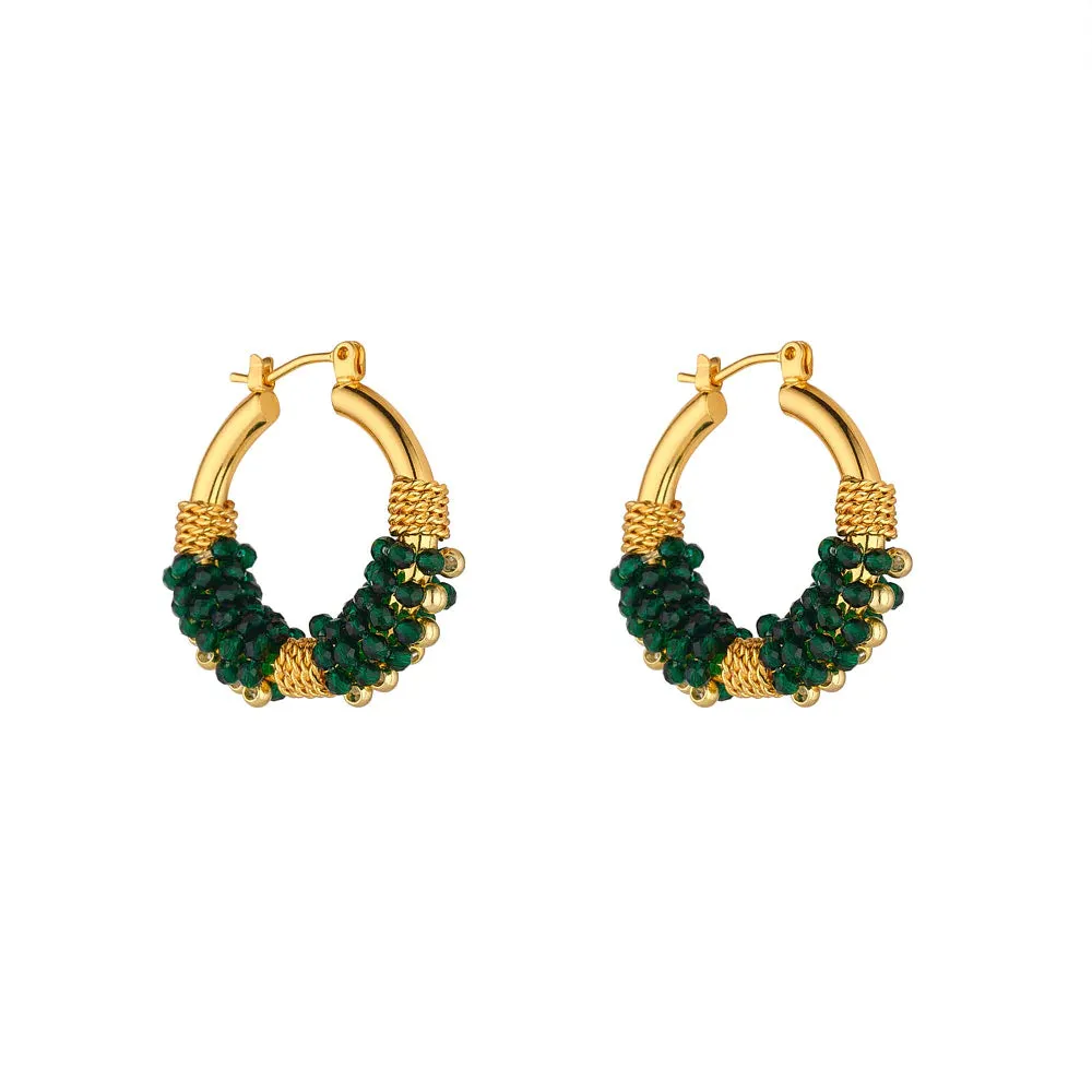 Green Cluster Hoops- Knight & Day Jewellery